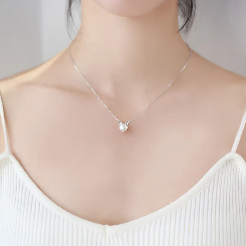 Новейшее серебряное ожерелье с котом имитация жемчуга кулоны милые животные