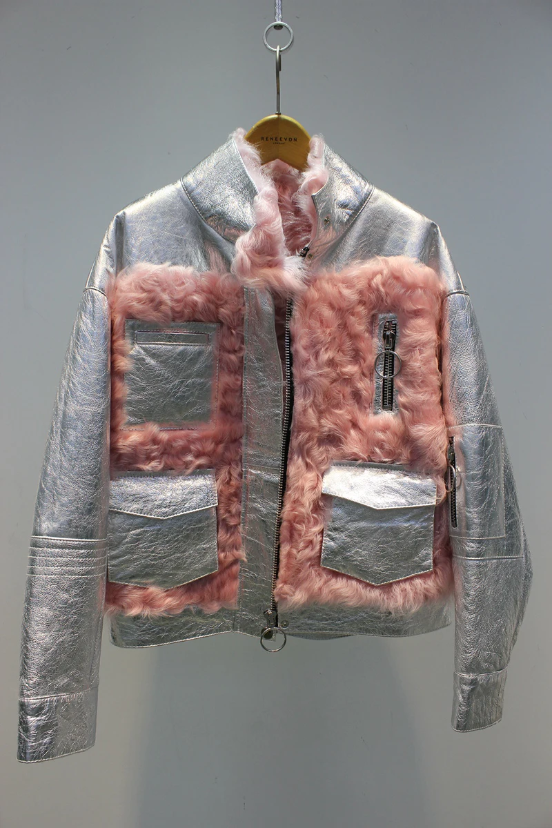 Женская Повседневная короткая куртка из овчины с подкладкой натуральной овечьей