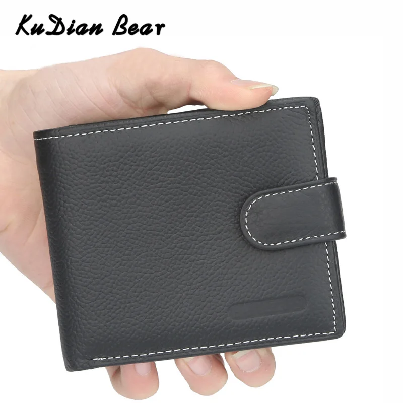 KUDIAN BEAR кожаные мужские кошельки с карманом для монет короткий черный кредитный