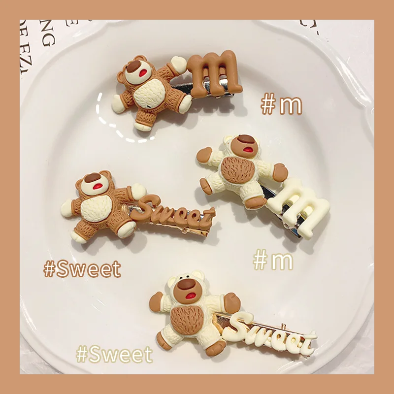 

New Cartoon Bear Cute Hairpin Candy Side Hair Clip Hairpin Duckbill Hair Accessories Woman Girl Headband Hair Accessories Hairpi