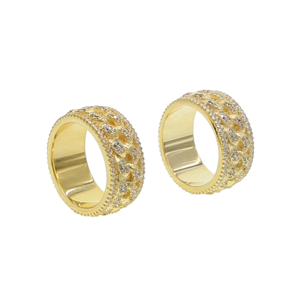 Хип-хоп iced out sparking cz Кольцо для браслета модные украшения для пальцев подарок на День святого Валентина для возлюбленной Позолоченные кубинские рок-кольца