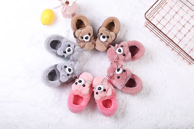 Зимние детские тапочки для девочек и мальчиков домашняя обувь из хлопка с милой