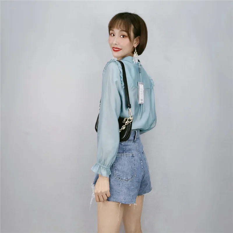 

2021 new summer style fashion sweet shirt Tencel simple and comfortable temperament top women