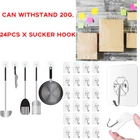 24 шт., Прочные прозрачные настенные крючки на присоске, вешалка для кухни, ванной, настенный дизайнерская вешалка бесшовный клейкий крючок