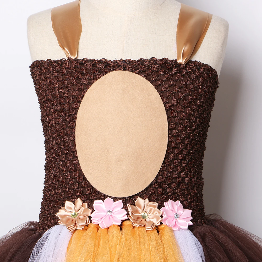 В виде снежинок и оленей платье-пачка с повязкой на голову Коричневая прозрачная