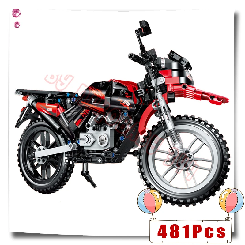 481Pcs Tech Motorcycle MOTO Off Load Car Creator Expert Building Blocks City Toys for Children Kids Boys Classic Bricks Gifts