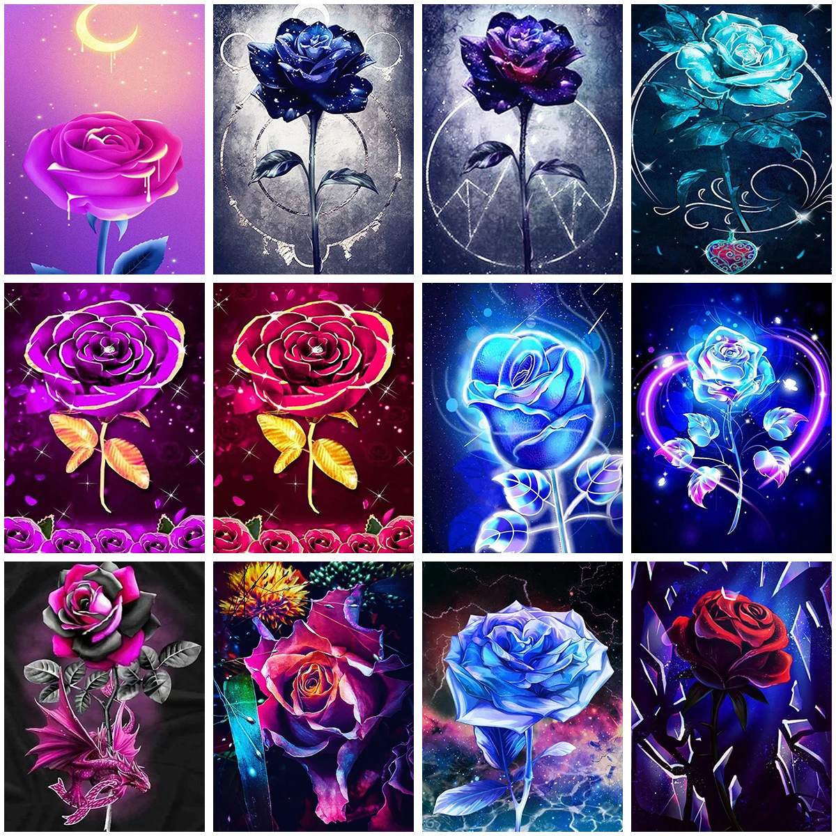 DIY 5D алмазная вышивка цветок Ночная Роза фотография украшение для дома подарок -