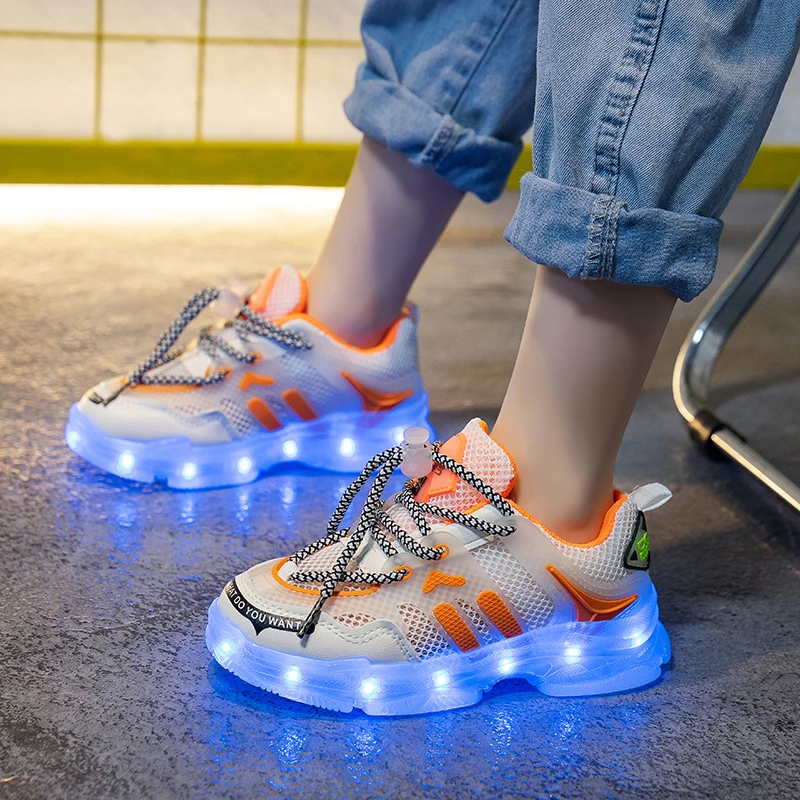 

New Fashion Children Casual Shoes Baby Shoe Toddler Kid Sneaker Non-slip Buffer Shock Shoes Tenis Com Luz De Led Infantil Menino