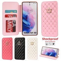 crown leather case for samsung galaxy note 20 ultra s20 fe 5g s10 s9 s21 ultra s21 plus case cover diamond magnetic flip wallet