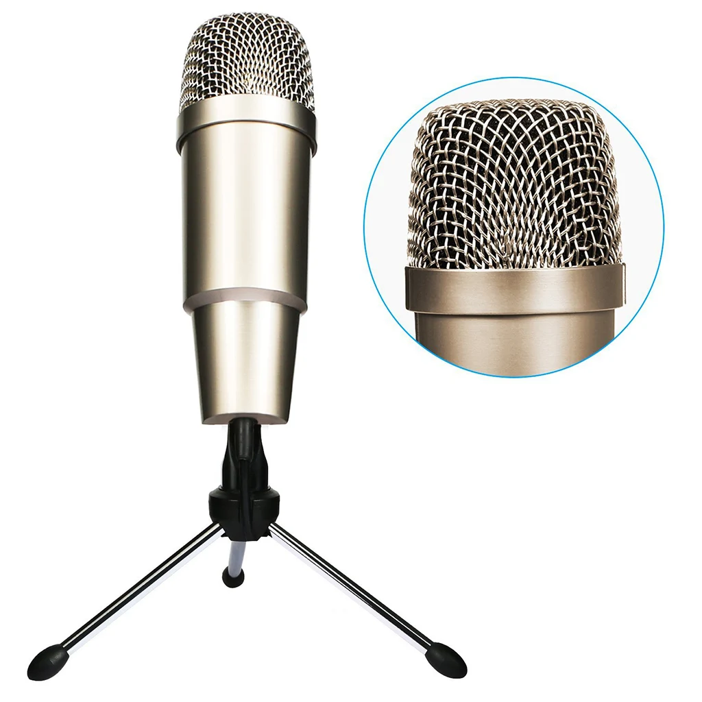 

USB Plug&Play Condenser Microphone Mic for PC Laptop Recording with Tripod Stand