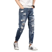 summer mens hip hop pants with holes in feet beggars pants loose plus size fat harlan distressed jeans ripped jeans straight