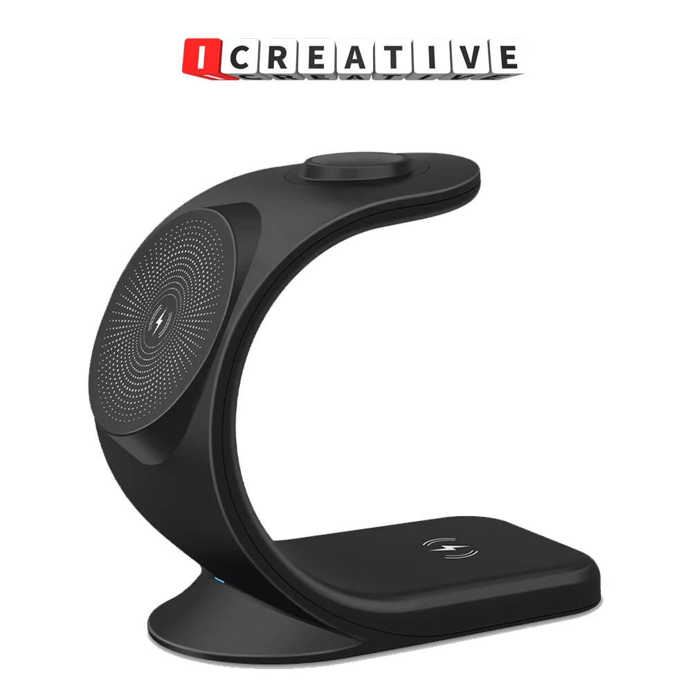 

ICREATIVE C-образная 3 в 1 Магнитная Беспроводная зарядка для iPhone Apple Watch Airbuds беспроводные наушники модный дизайн