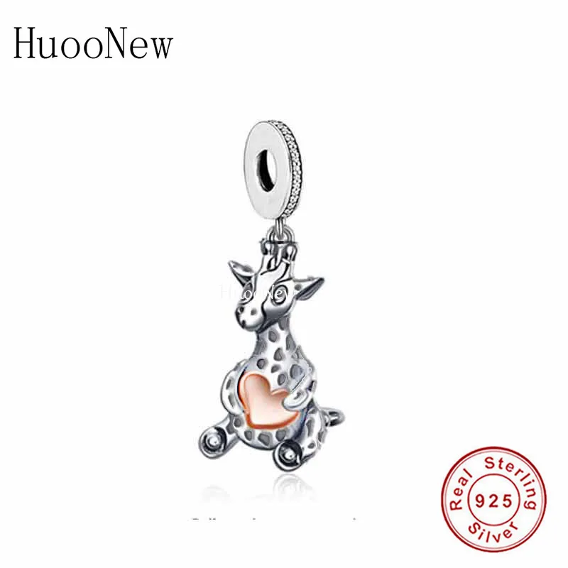

Fit Original Brand Charm Bracelet Authentic 925 Silver Baby Giraffe Hand With Heart Bead For Making Women Valentine Berloque