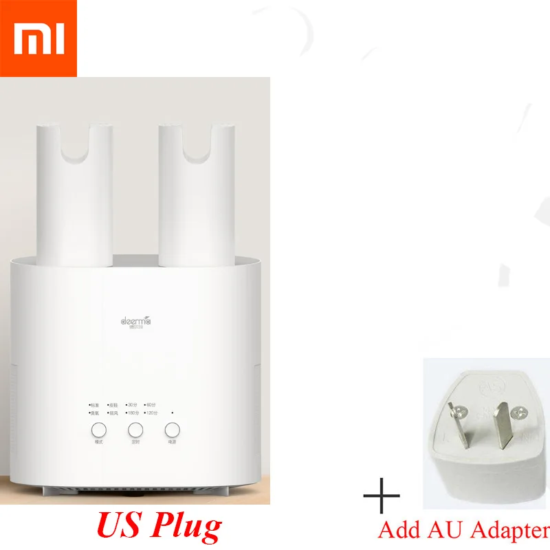 Add AU Adapter Xiaomi Deerma Интеллектуальный многофункциональный выдвижной сушилка для обуви мульти-эффект стерилизации u-образный воздух - Цвет: Add AU Adapter