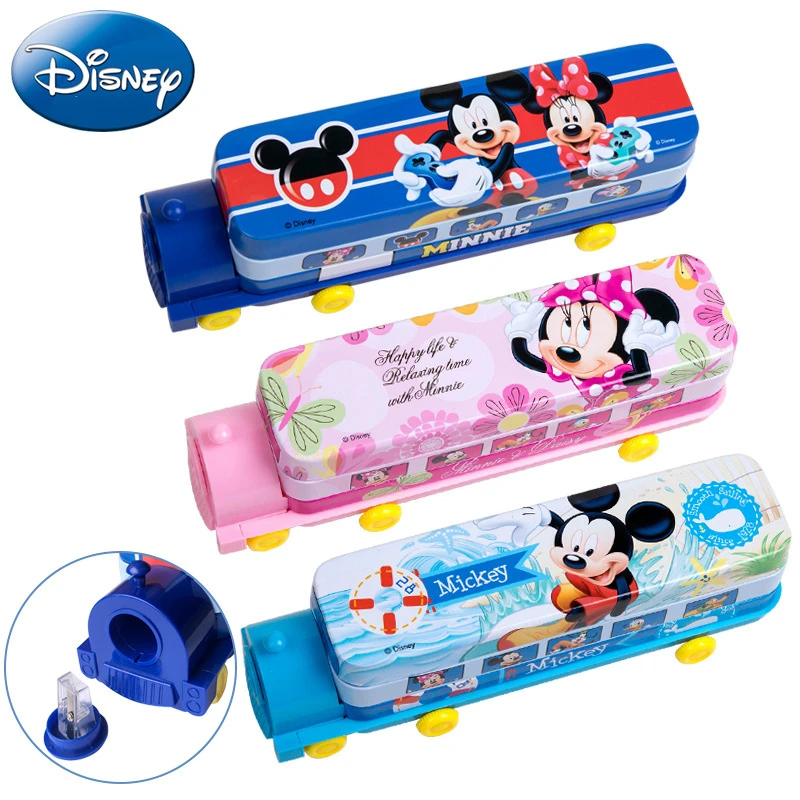 

Disney Pencil Case Mickey Mouse Cartoon Children Stationery Box Pencil Sharpener Cute Pencil Box School Supplies for Girls Boys