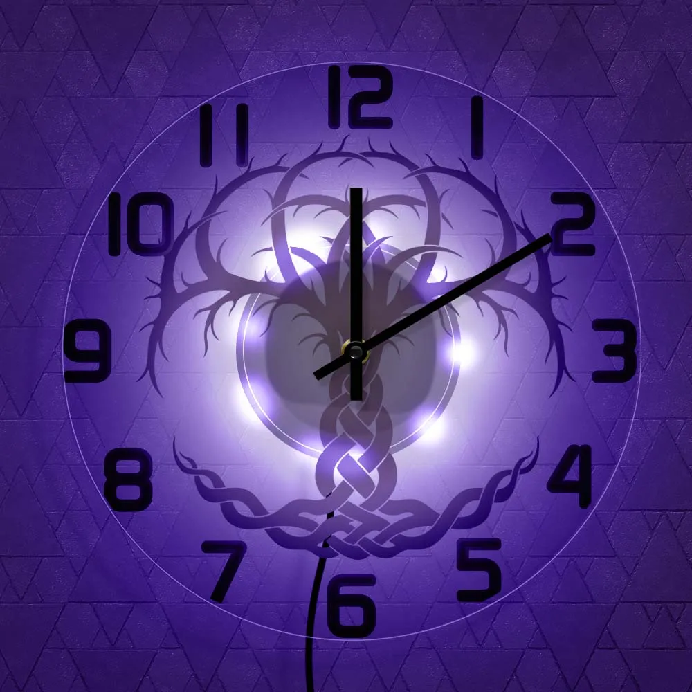 Кельтские бесшумные настенные часы с деревом жизни современный дизайн