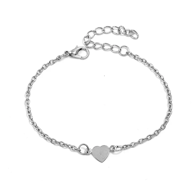 Позолоченный/посеребренный браслет в виде сердца для женщин очаровательный