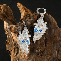 personality silver color mask dangle earrings for men women gothic vintage drop earrings unisex party jewelry punk earrings