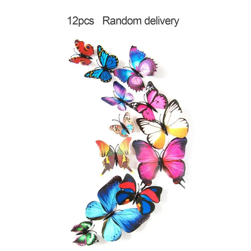 colorful 12 шт./компл. 3D ПВХ бабочки-магниты DIY Настенная Наклейка на холодильник магниты съемные художественные наклейки для украшения дома - Цвет: colorful