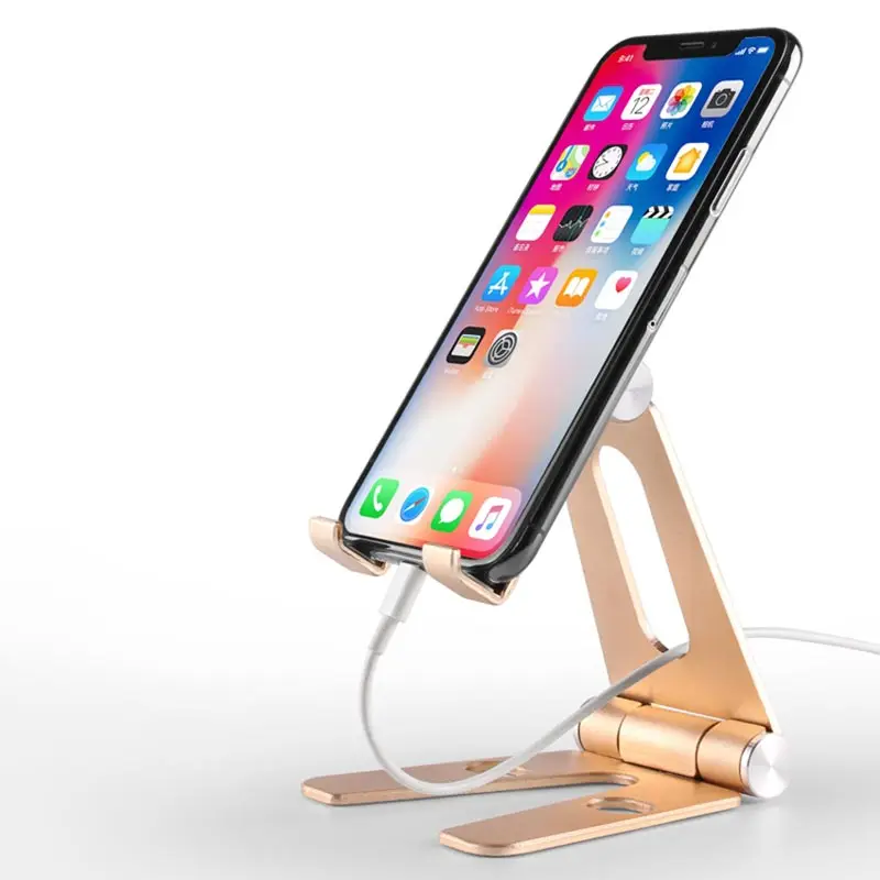 Suntaiho складной держатель для телефона для iPhone X планшета samsung S10 huawei Xiaomi Регулируемый Настольный держатель для мобильного смартфона - Цвет: Gold