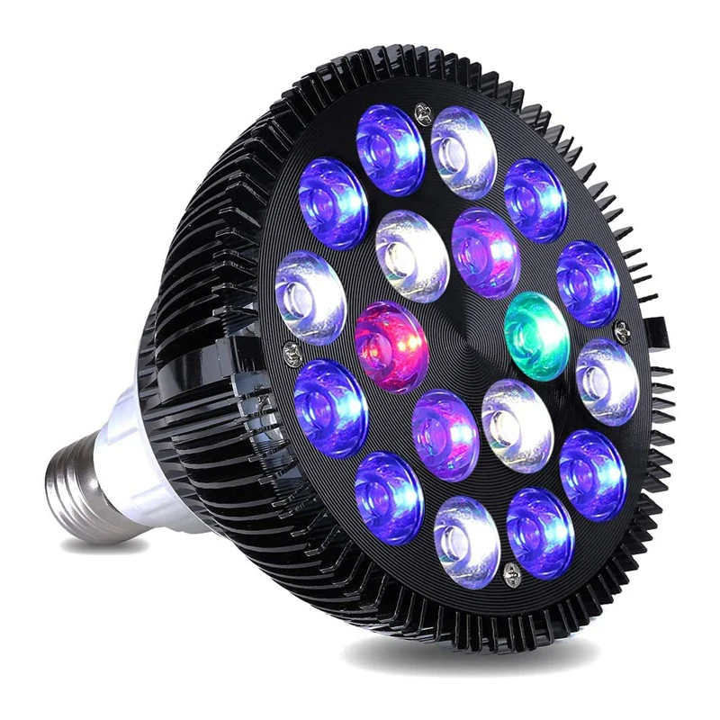 

E27 LED Aquarium Light Bulb 54W Full Spectrum Coral Reef Plants Grow Lights PAR54W For Saltwater Seawater Fish Tank Lamp