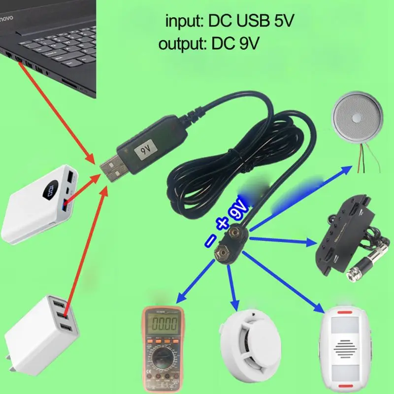 USB-кабель 9 в В для снятия батареи 5 повышающий до преобразователь напряжения