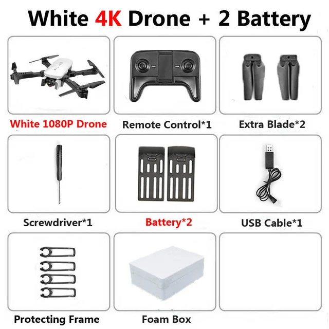 4K 2BAT foam box Радиоуправляемый Дрон с 4K HD камерой FPV Wi-Fi функция удержания высоты Selife Дрон складной Квадрокоптер Vs E58 SG106 M69 xs816 дроны - Цвет: 4K 2BAT foam box