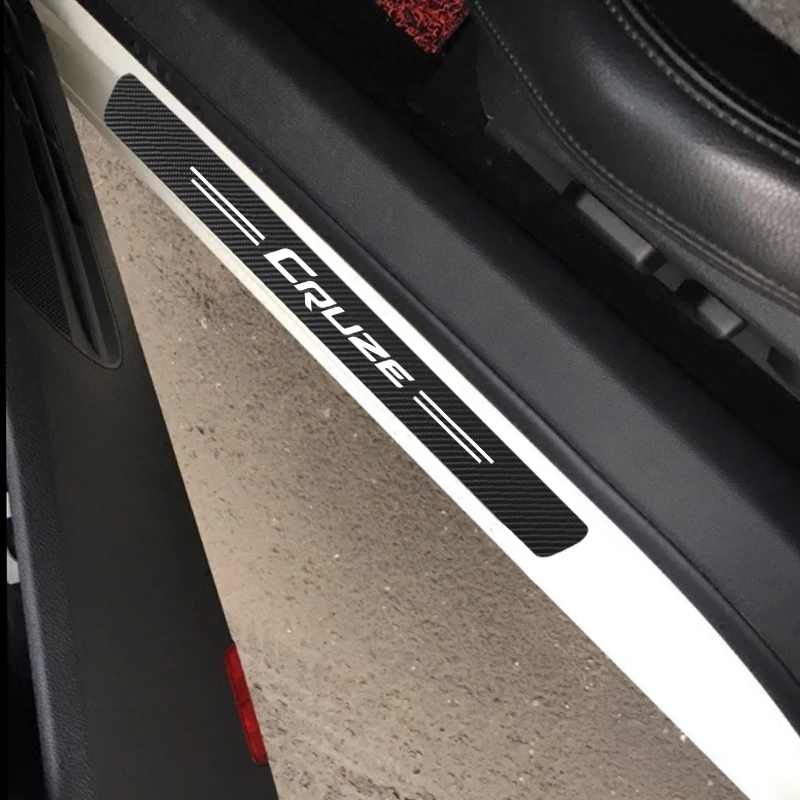 Chevrolet Cruze Colorado Spark Captiva Car Door Sill Guard Sticker Film - Set of 4 - Anti-Scratch Carbon Scuff Pedal Guards Cover image 4