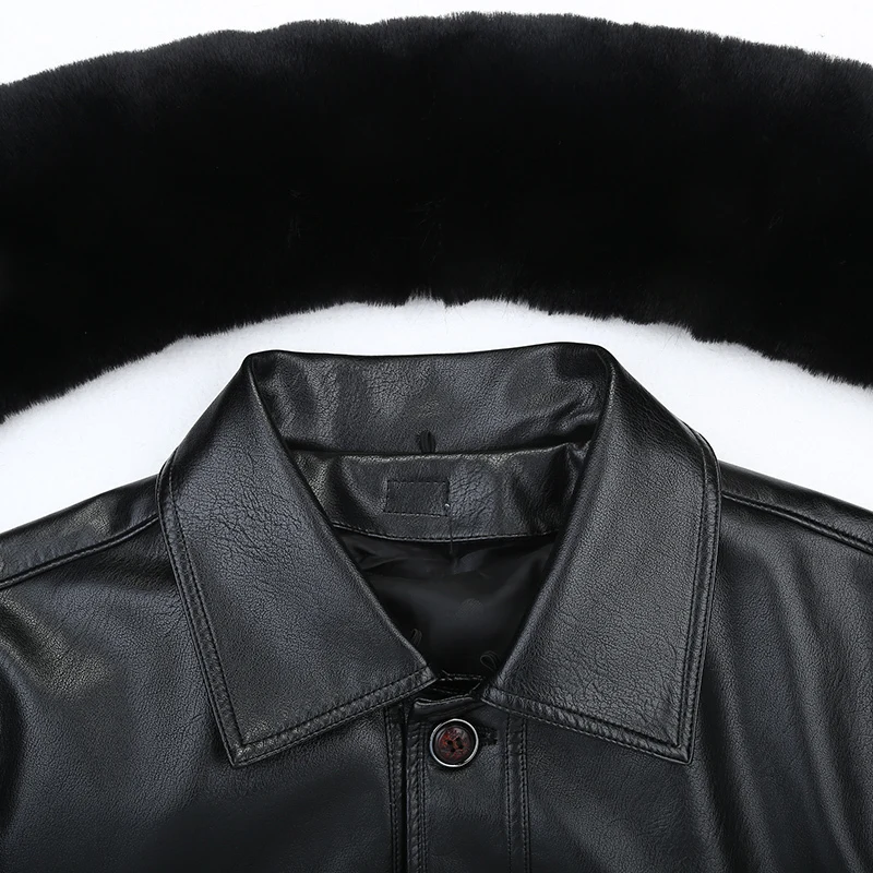 8XL 7XL мужская кожаная куртка новые зимние пальто из натуральной кожи ягненка мужские повседневные куртки с меховым воротником бархатные Jaqueta Masculino
