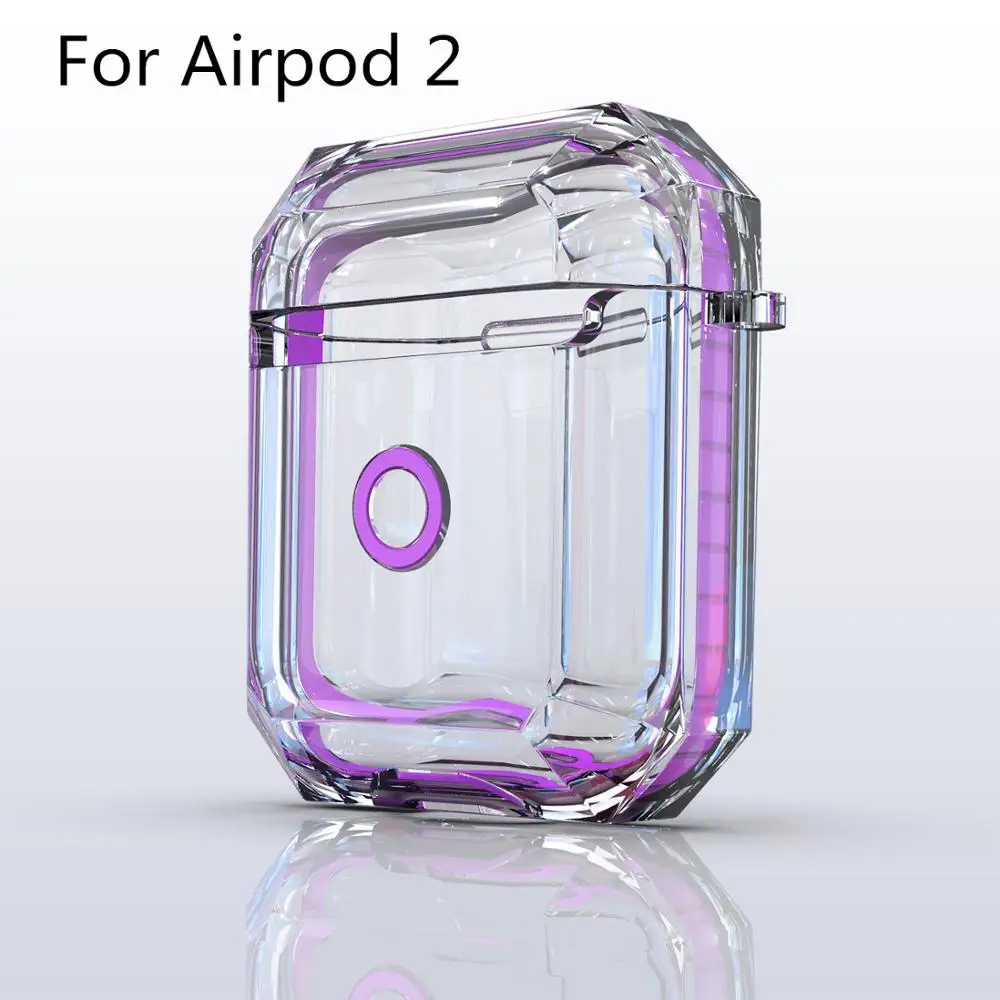 purple for 2 Мягкий прозрачный чехол для наушников Apple Air Pods, беспроводные наушники, защитный чехол, аксессуары для наушников, чехол для Airpod 1 2 - Цвет: purple for 2