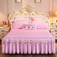luxury bed linen cotton winter thickened bedsheet set warm bedspread on the bed home decor princess style lace bed skirt