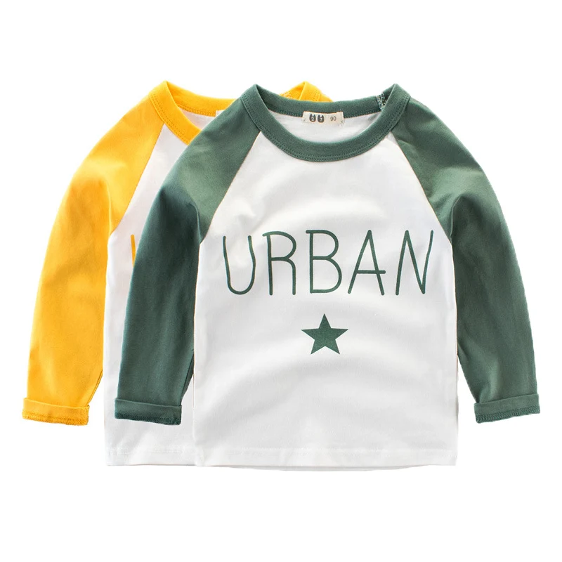 Ropa de oto&ntilde;o para ni&ntilde;os, camiseta de manga larga con letras estampadas, Tops de algod&oacute;n, ropa para beb&eacute;s, 2022-0