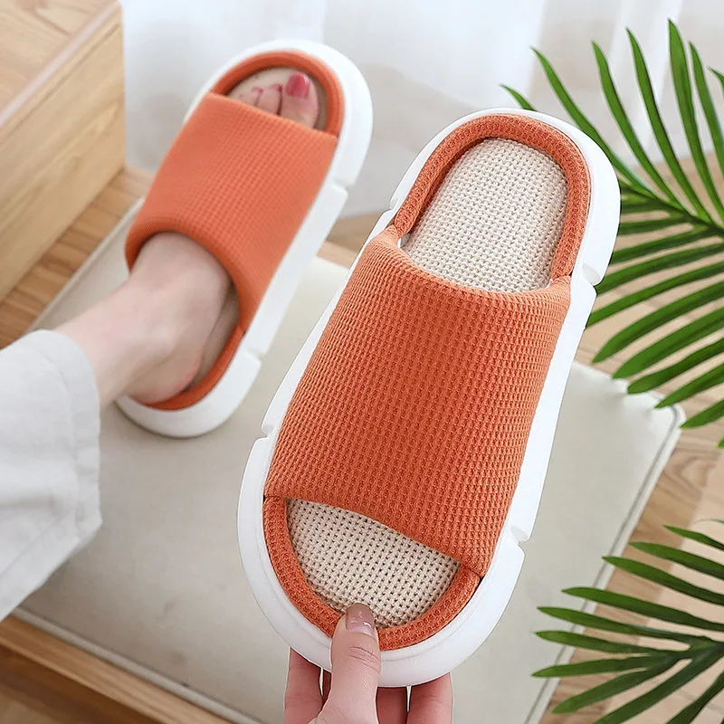 

Linen slippers women's home quiet anti-odor anti-slip four seasons Japanese-style cotton hemp man woman slippers women shoes
