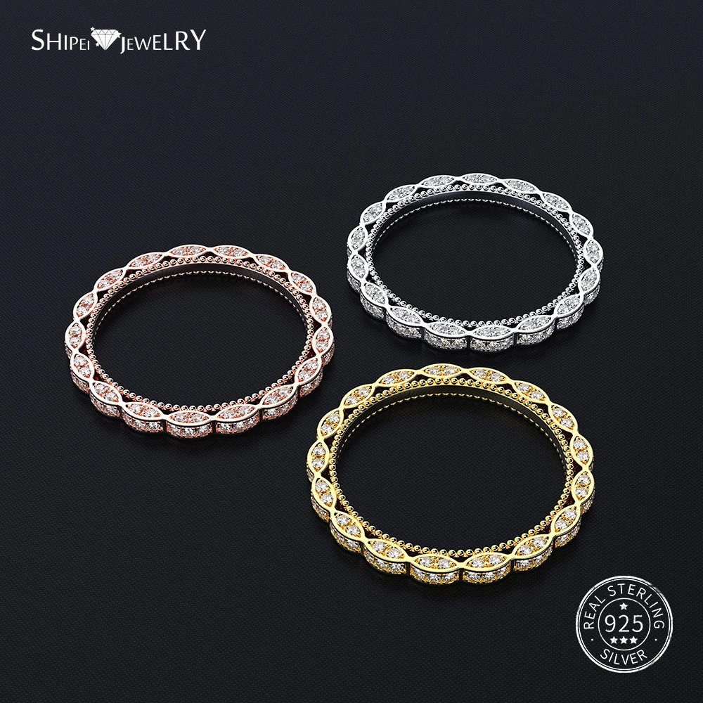 Кольцо Shipei из 100% стерлингового серебра 925 пробы для женщин и мужчин золотое белое