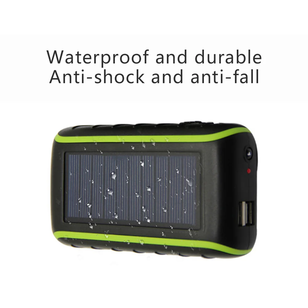 Solar Hand Crank Power Bank For Samsung S10 Waterproof LED Portable Dual USB PowerBank 6000/8000mAh External Battery Pack | Мобильные