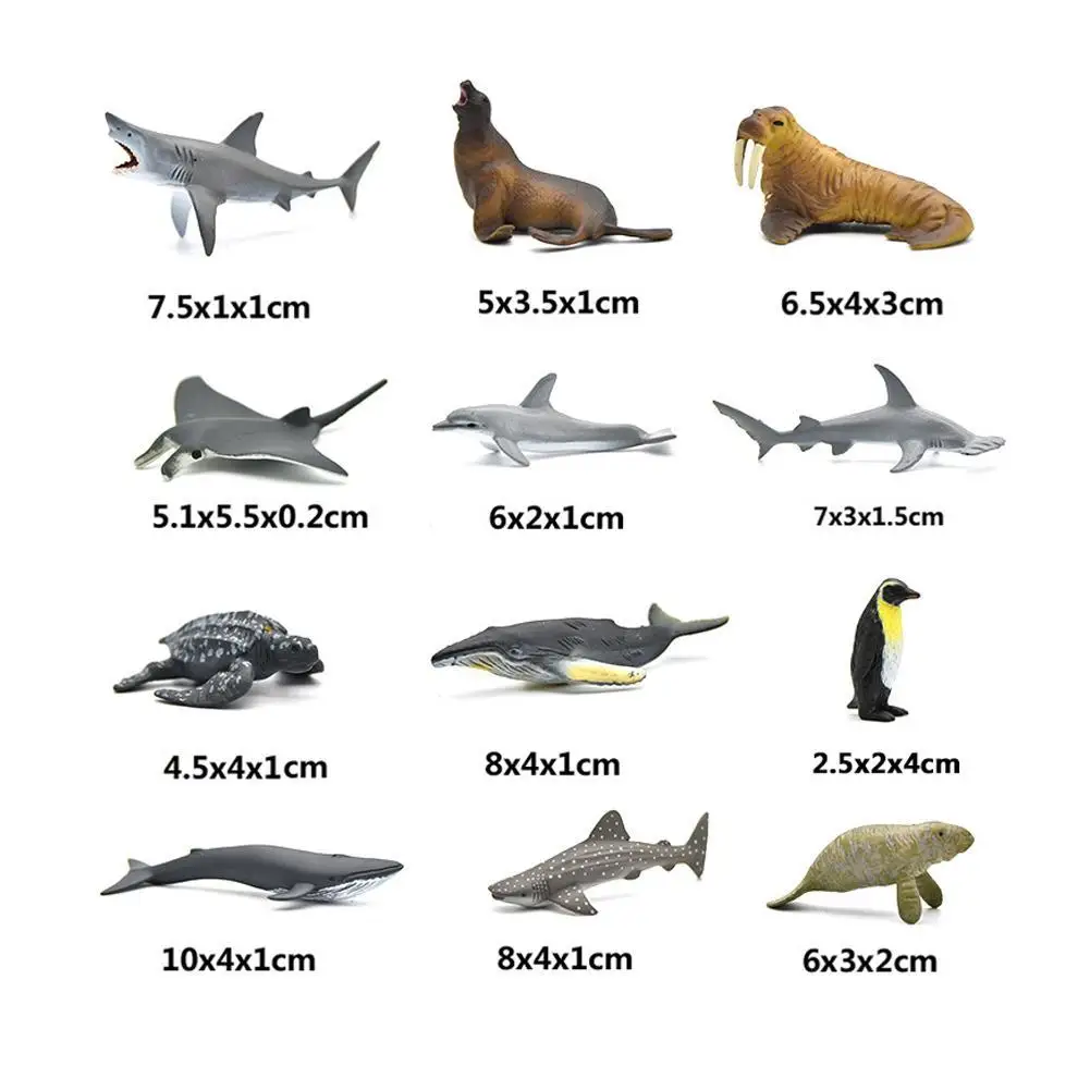 12pcs Simulation Wild Animal Model Realistic Ocean Sea Dinosaur World Figure Plastic Learning Educational Toy For Kids | Игрушки и хобби