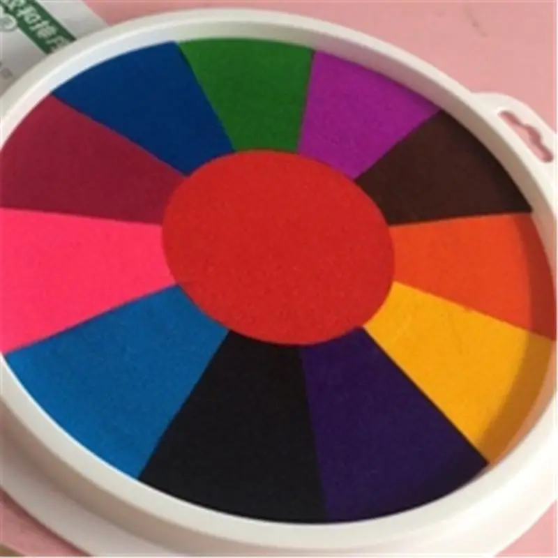 

24cm Funny 24 Colors Ink Pad Stamp DIY Finger Painting Craft Cardmaking For Kids Montessori Drawing 0-12 Months Baby Toy