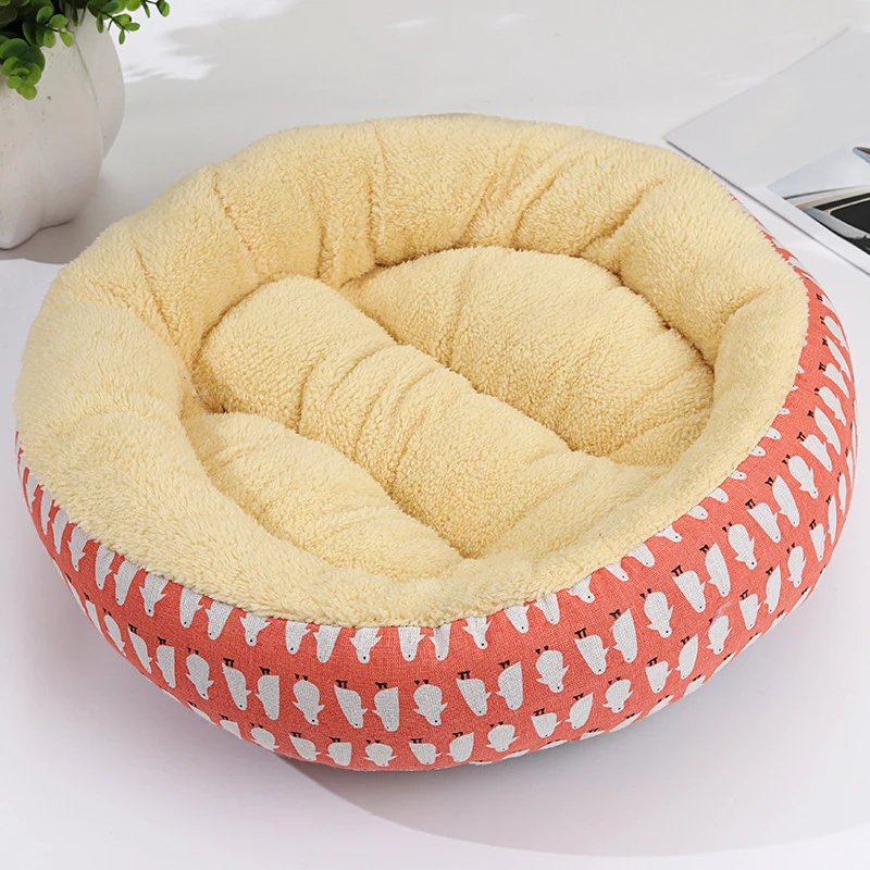 Удобная Лежанка для домашних животных с круглым принтом плюшевая подстилка