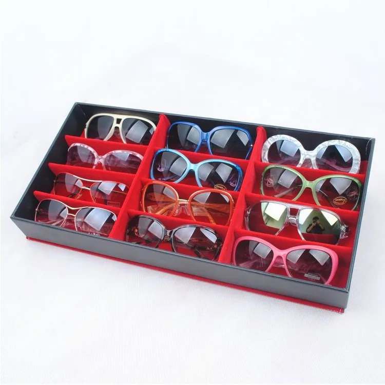 Goedkoop 12 Grid Zonnebril Opbergdoos Organizer Glazen Display Case Stand Houder Eyewear Brillen Doos Zonnebril Case