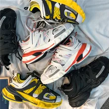 Swyevy-zapatillas de deporte con plataforma para mujer, zapatos femeninos de tacón medio de malla, informales, a la moda, color negro, Primavera, 44, 2020