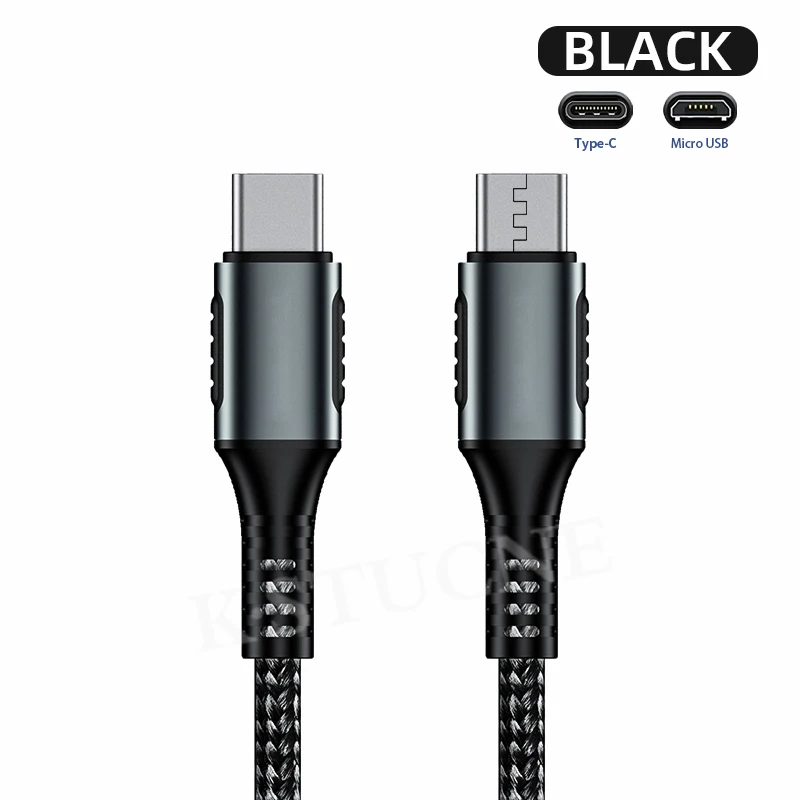 Черный Кабель USB C к Micro USB для samsung S7 6 Android 1 м Micro Usb к type-C USB-C 3,1 кабели для Macbook UsbC шнур для быстрой зарядки - Цвет: Черный