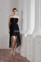 free shipping 2014 hot sale new design custom colorsize short front long back evening gown chiffon crystal balck evening dress