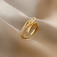 origin summer unique design zipper ring for women fashion gold color metallic open adjustable index finger vintage ring jewelry