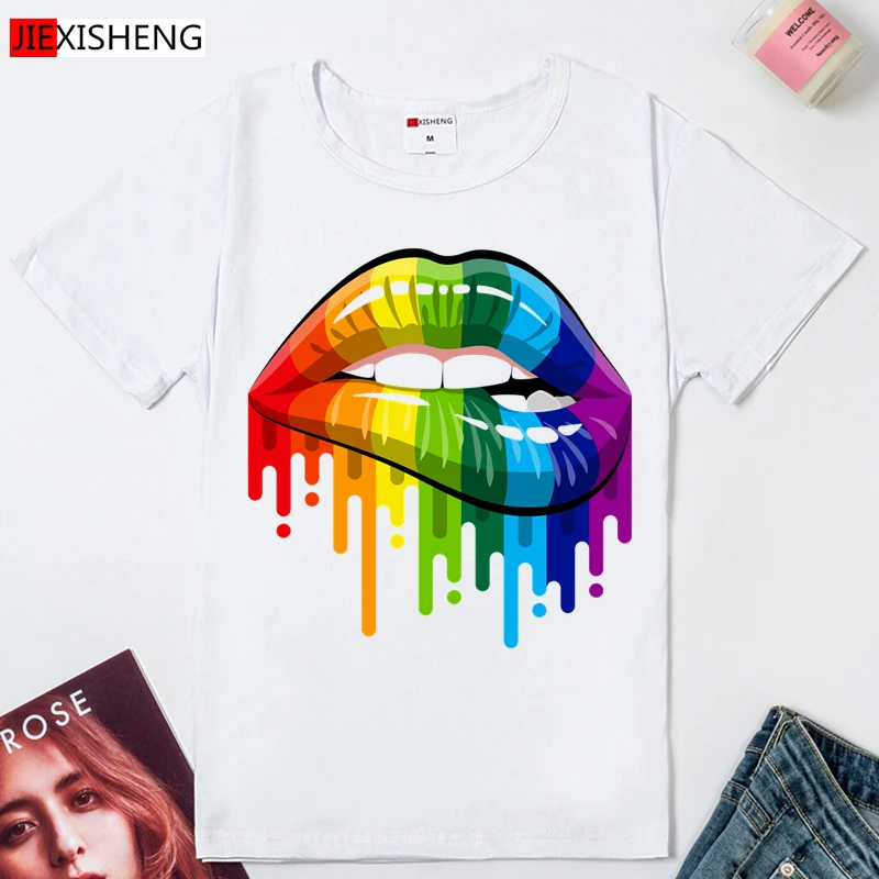 Новые женские летние топы футболки сексуальная цветная футболка с принтом губ