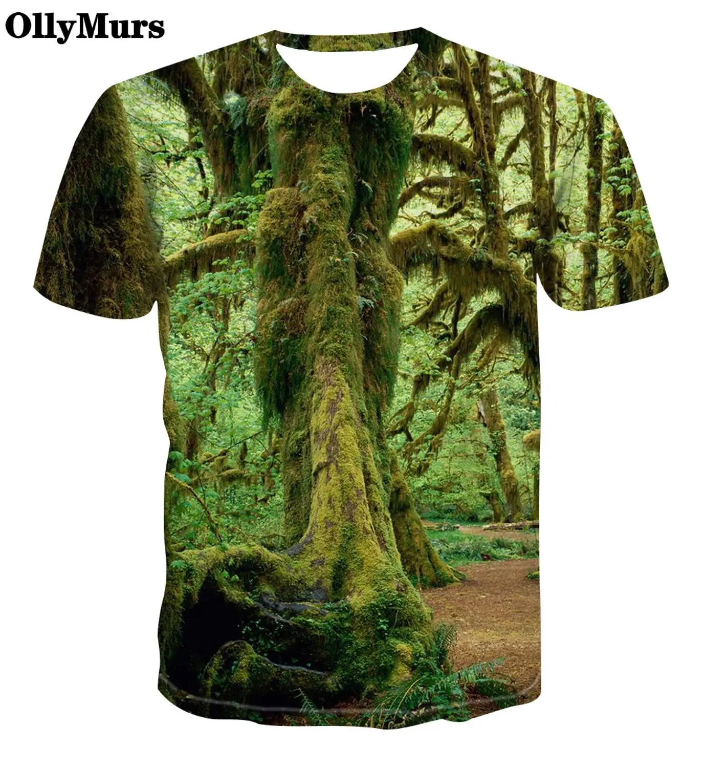 Повседневные футболки с объемным принтом изображением древнего дерева в лесу