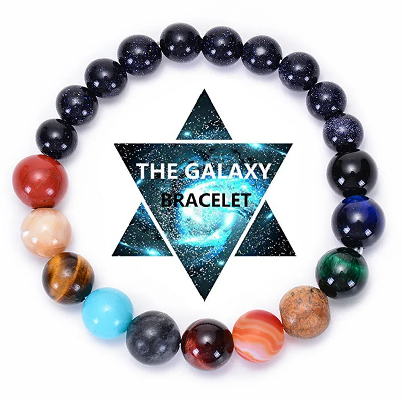 

2020 Natural Stone Beads Bracelet Universe Eight Plants Galaxy Solar System Beaded Bracelets for Women Men Fashion Jewelry