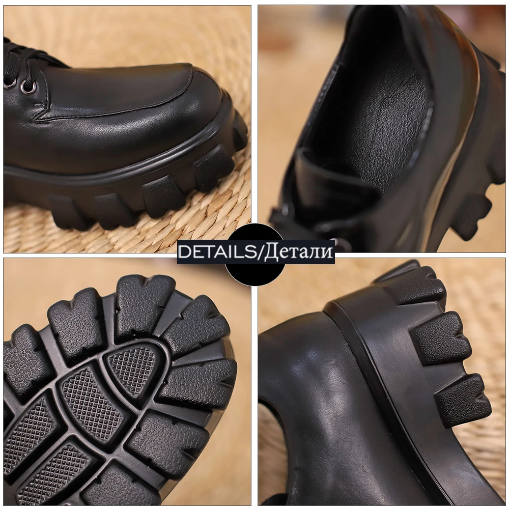 

WETKISS Women Genuine Leather Flats Square Toe Skid Proof Chunky Heels Female Lace Up Shallow Leather Retro Spring Shoes 2021