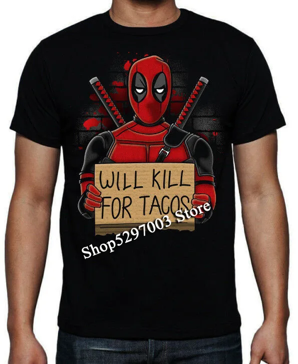Deadpool Tacos Will Kill для забавного супергероя наёмника Френсиса экшн футболка