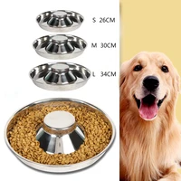 pet stainless steel dog bowl puppy litter food feeding dish weaning silverstainless feeder water bowl pets feeder bowl and water