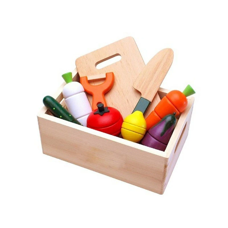 

Wooden Cooking Food Set Magnetic Cutting Vegetable Fruit Pretend To Play Kitchen Model Educational Toys Children Kids Gift